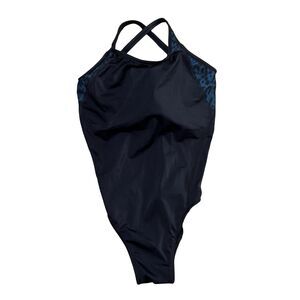 Freya Freestyle Navy Blue Cheetah Print Underwire One Piece Swimsuit, US 30 K